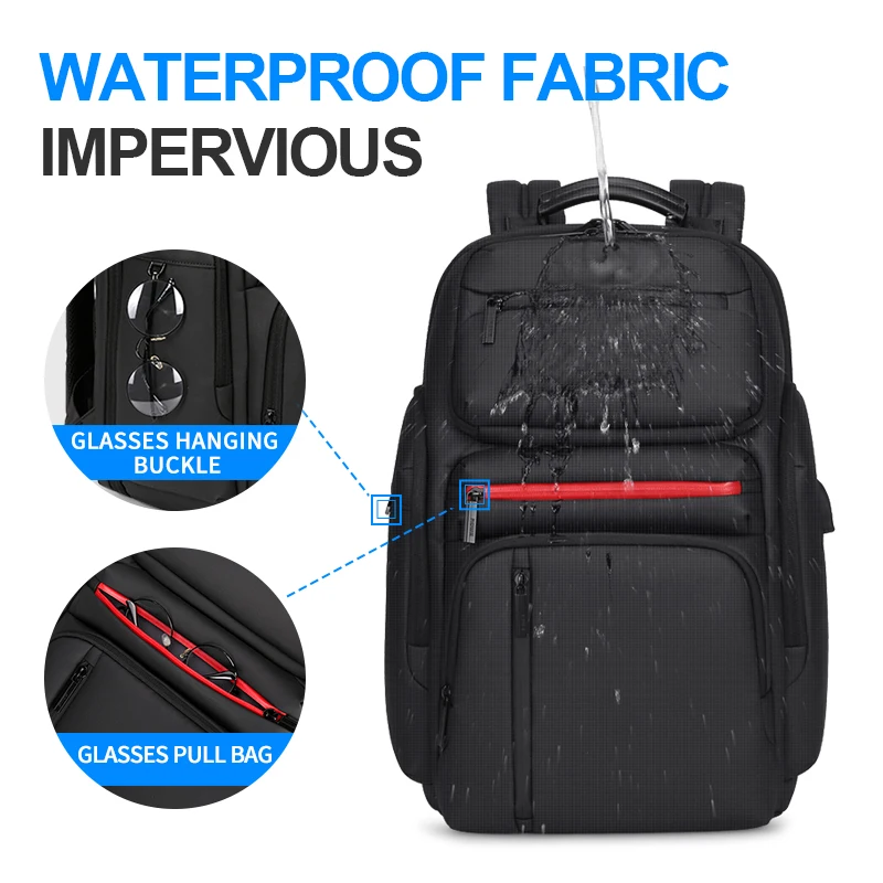 Fenruien-Mochila moderna para hombre de gran capacidad multifunción, bolsa para ordenador portátil con puerto de carga USB, mochila escolar para