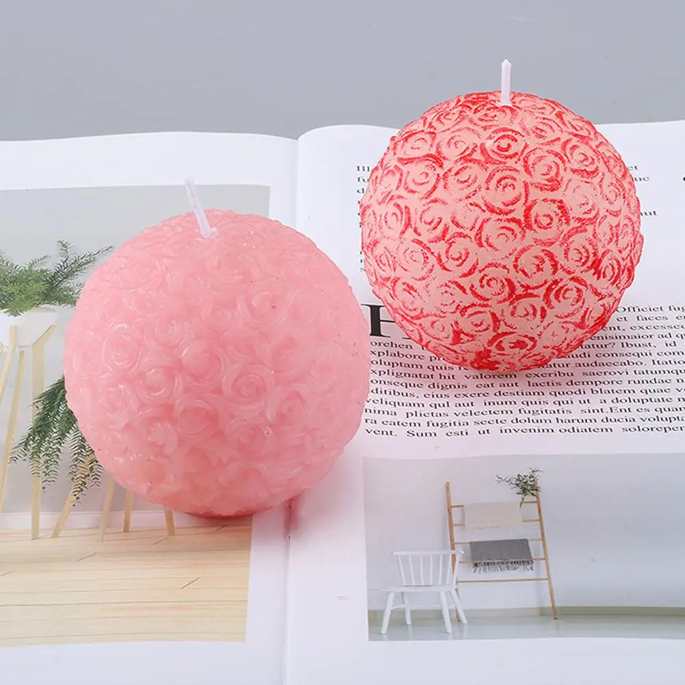 3D Rose Ball Silicone Candle Making Mold Candle Moulds DIY Candle Soap Clay Craft Tools Sphere Cake Form Candle Making