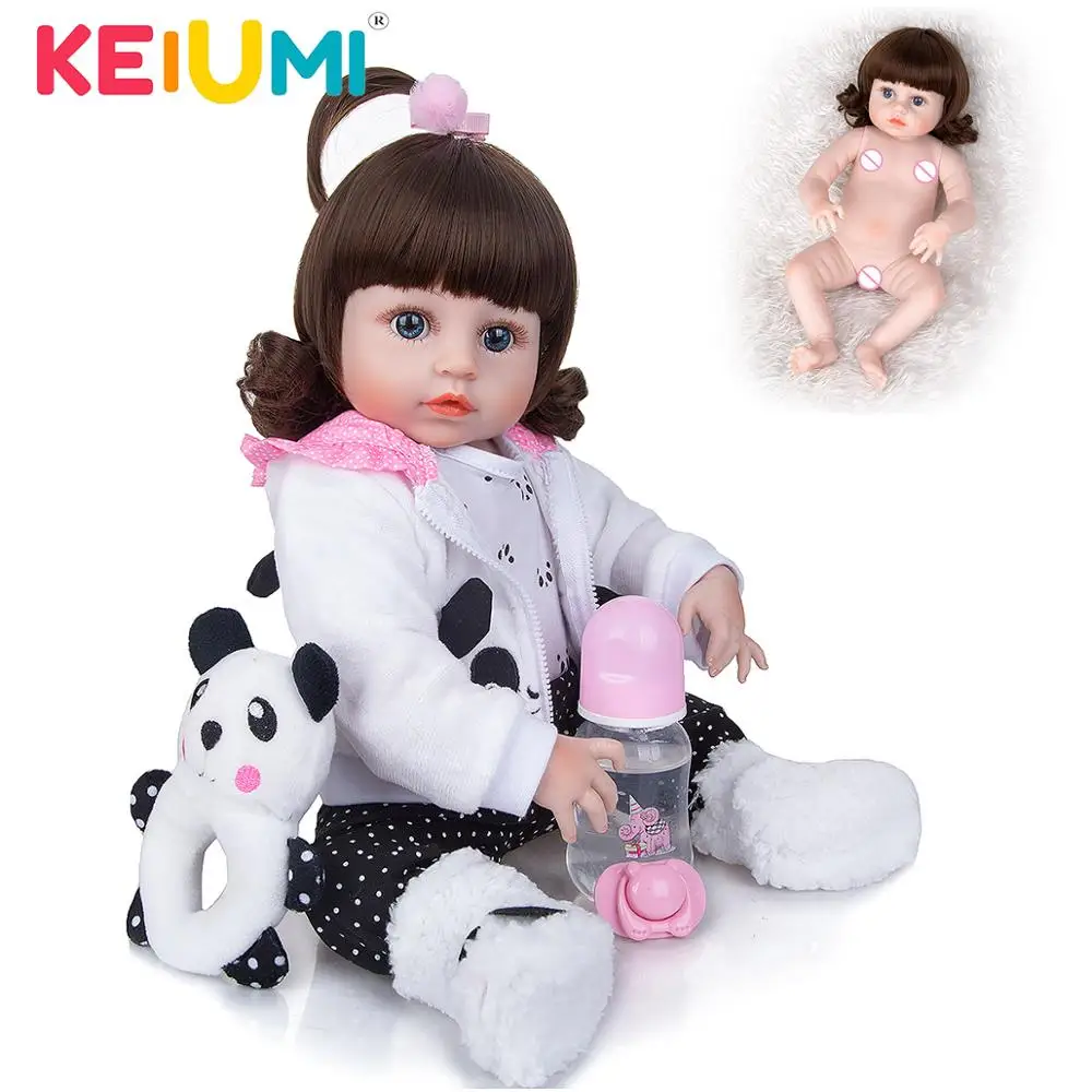 

KEIUMI 19 Inch Cute Reborn Baby Dolls Full Silicone Big Eyes Reborn Baby Girl Doll Toys The Best Companion In Children's Lives