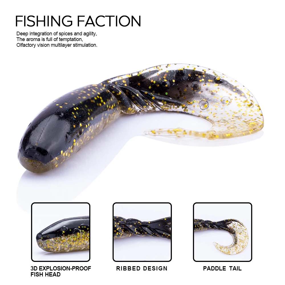 Hanlin 10pcs/20pcs/30pcs Silicone Worm Soft Baits 55mm/65mm Jig Wobblers Fishing Lures With Artificial Rubber Bass Pike Tackle