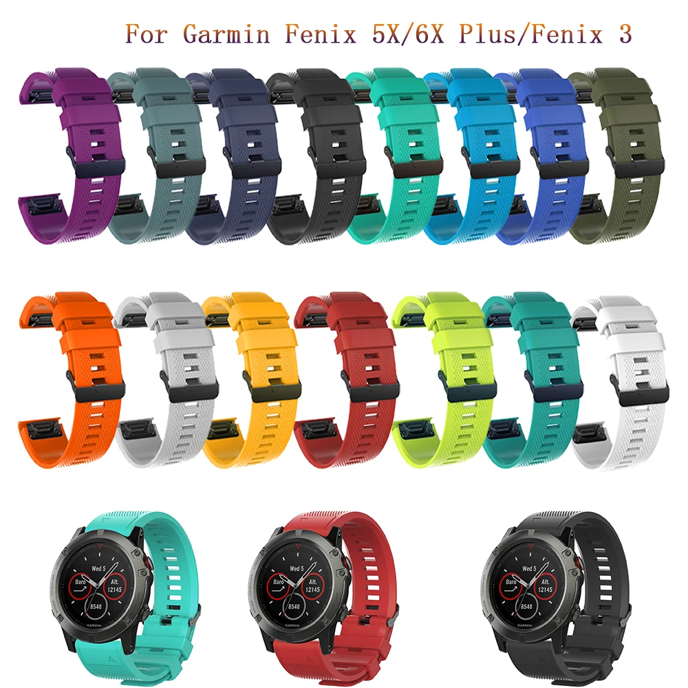 26mm Smart Watch Band Straps For Garmin Fenix 6X 5X Pro 3 3HR Quick Release Strap For Garmin Soft Silicone Wrist Straps Bracelet