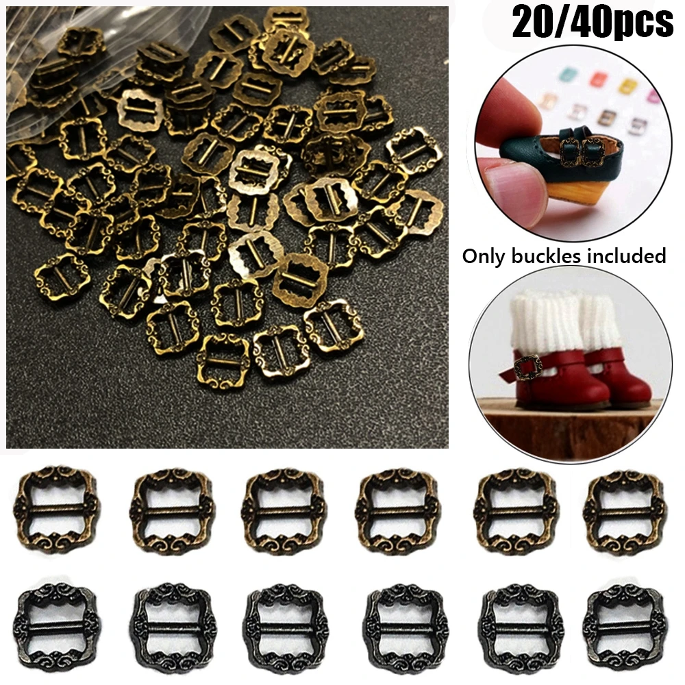 20/40pcs Mini Ultra-small Tri-glide Pattern Belt Buckle Doll Bags Buckles Diy Doll Buttons Shoes Clothes Craft Accessories 6*6mm