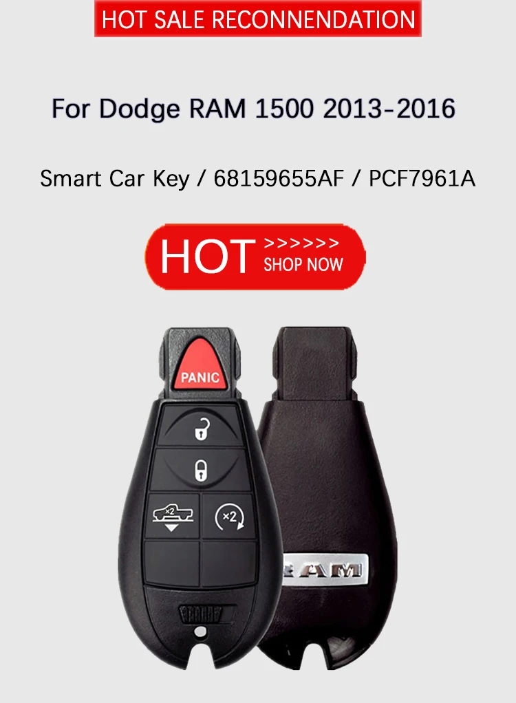 CN087011 Original Keyless Key Fob Fobik GQ4-53T For Dodge RAM 1500 2500 3500 Remote Start Control 433Mhz ID46 Chip