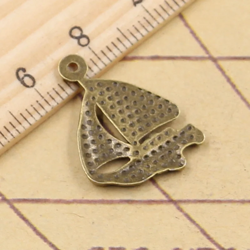 25pcs Charms Sailing Ship Boat 24x17mm Tibetan Bronze Silver Color Pendants Crafts Making Findings Handmade Antique DIY Jewelry