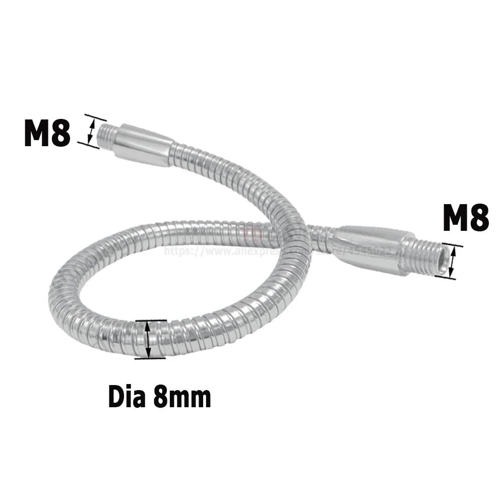 Dia 8 DIY M8/M10 male screw female thread Soft Light metal Flexible conduit metal gooseneck hose serpentine for1W3W5W lamp light