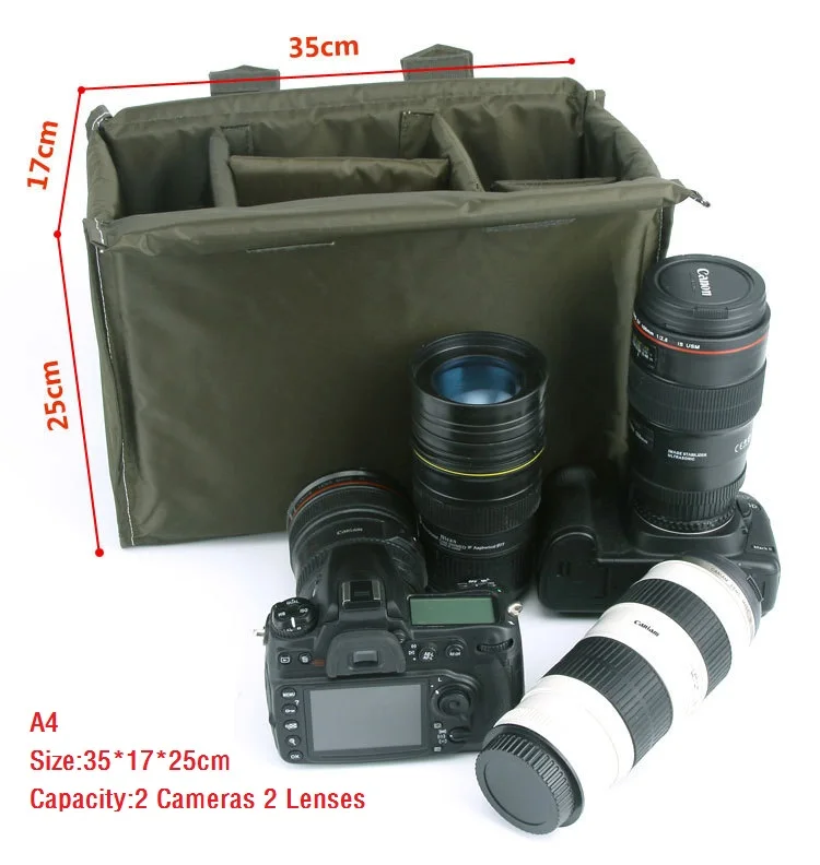 Camera Insert Bag DSLR Camera Mirrorless Bag Padded Insert Digital Photo Waterproof Nylon Camcorder Bags for Nikon Sony Canon