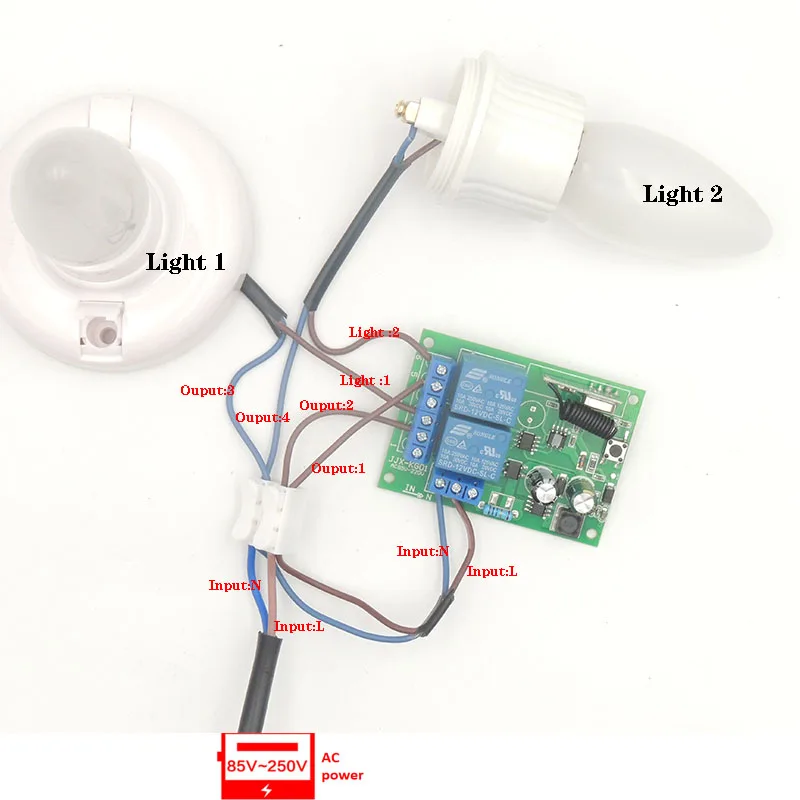 RF 433 Mhz Wireless Remote Control Switch Relay 220v 2 channels Receiver and Transmitter for Motor Garage Door Gate Curtain