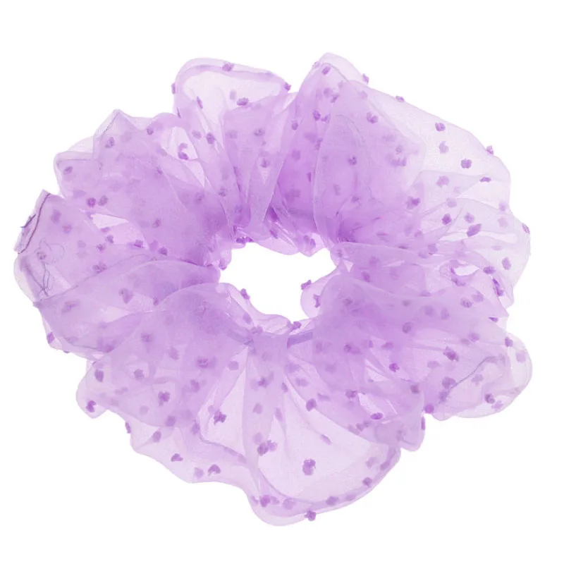 Sweet Jacquard Dot Transparent Organza Scrunchies Women Romantic  Hair Rope Big  Hair Ties Hair Accessories