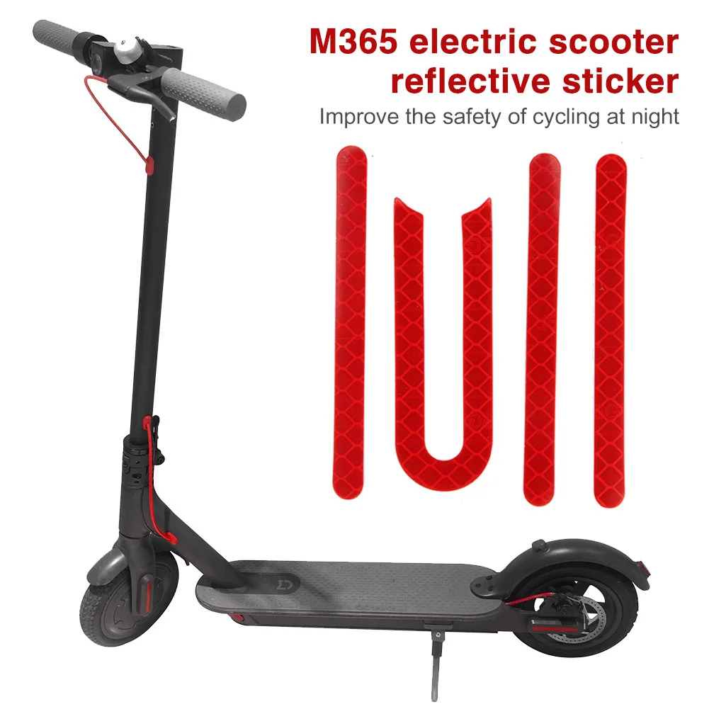 1-10sets PVC Electric Scooter Reflective Stickers E-scooter Safety Warning Decal for Xiaomi M365 Kick Scooter Accessories Red