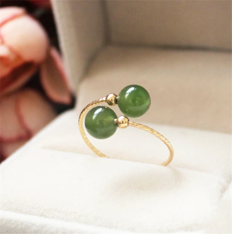 Natural Hetian Jasper Rings 14K Gold Filled Knuckle Rings Gold Jewelry Mujer Bague Femme Handmade Minimalism Jewelry Boho Rings