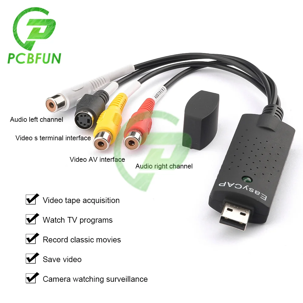 USB 2.0 Easycap Capture 1 Channel Video TV DVD VHS Audio PC Capture Adapter Card TV Video DVR Converter