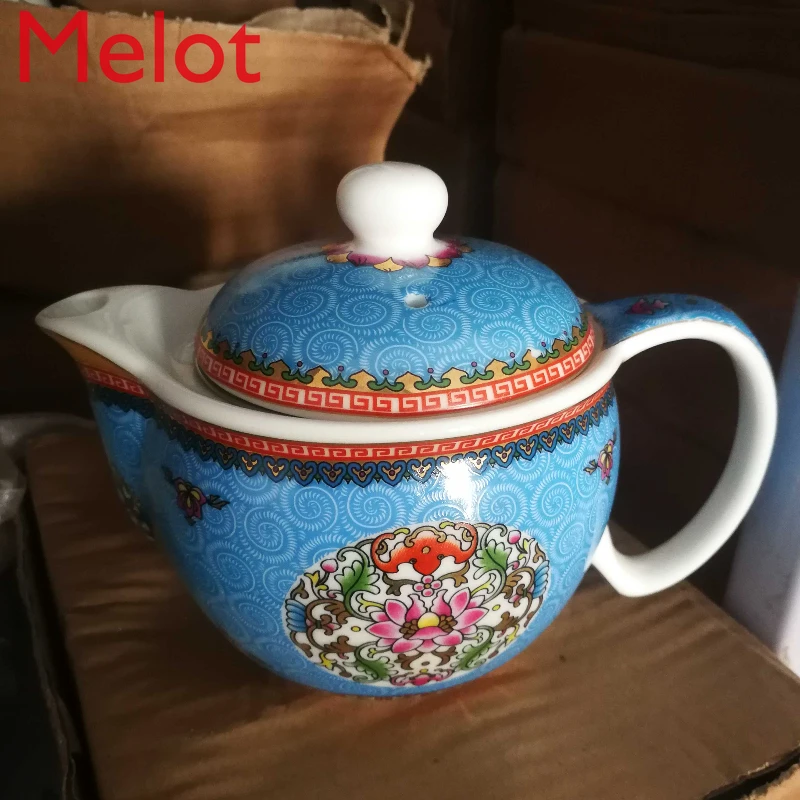 Palace Style Blue Teapot with Filter Screen Teapot Ceramic Tea Set