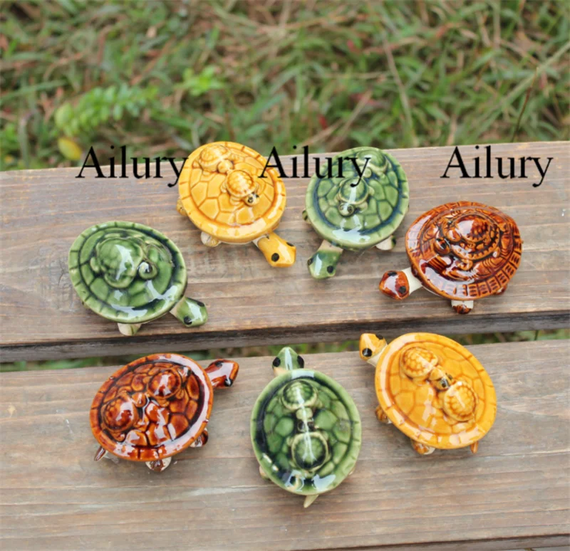 Ceramic Crafts Long-Lived Turtles,Glans,Feet Tails Shake,Small Mini Gardening Animals Decorations