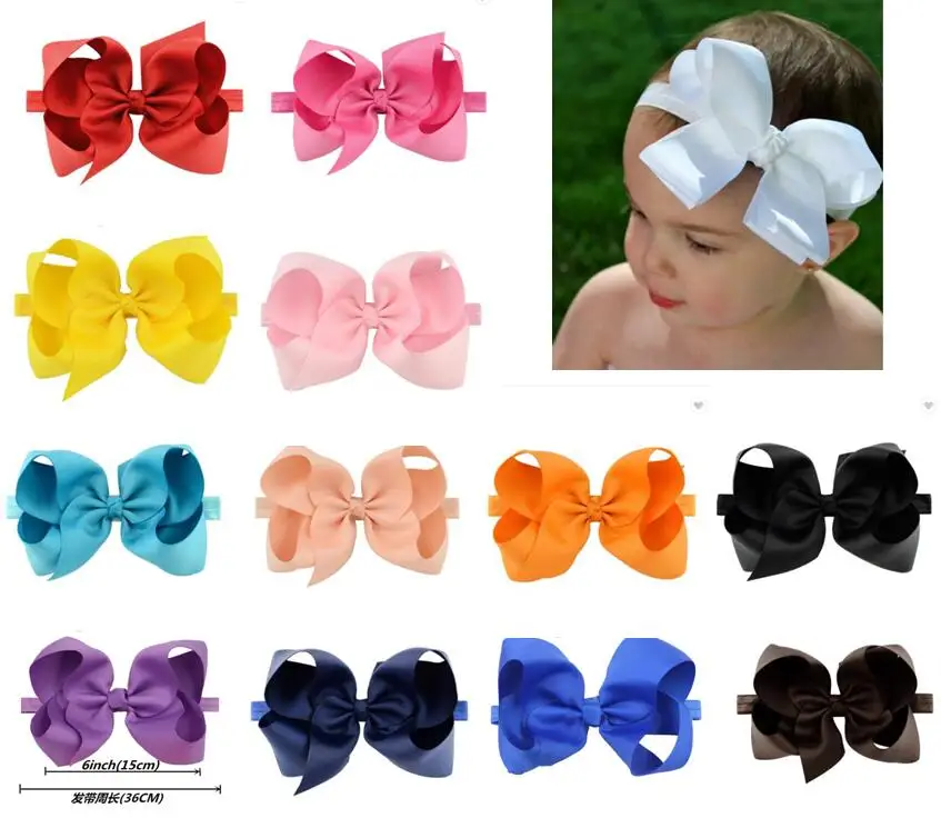 

4inch 30Colors Hiar Bow with Elastic headband Hair Band Grosgrain Ribbon Bowknot For infant baby girl Hair accessories