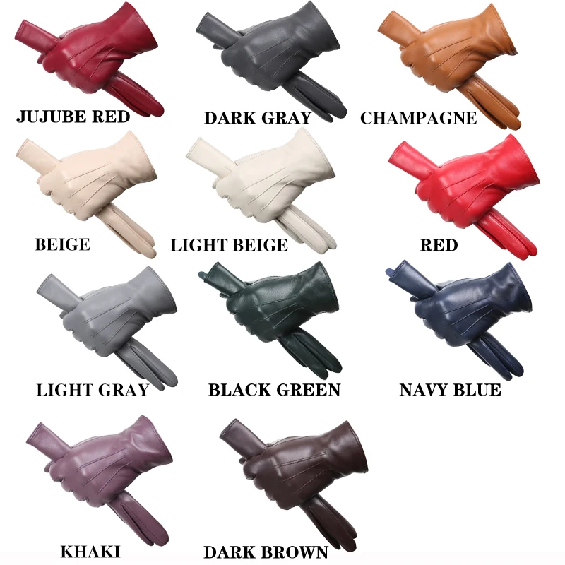 Moda renkli koyun derisi kadın eldiven, sürüş sıcak kadın deri eldiven, yumuşak rahat kadın kış gloves-GX154