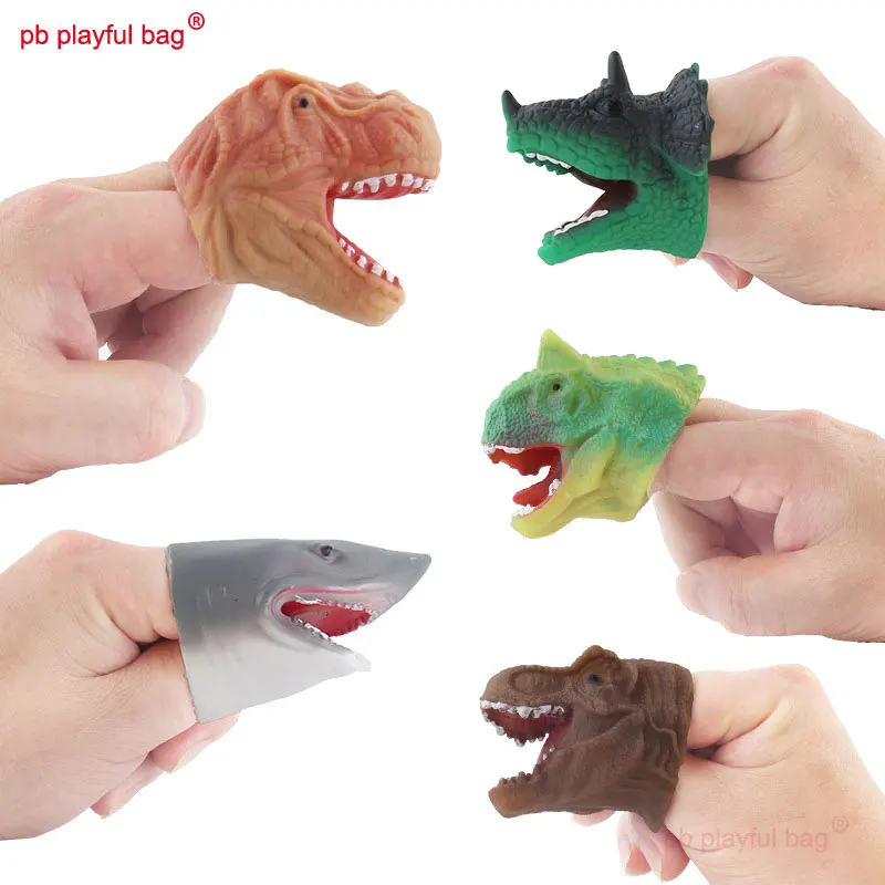 

PB Playful Bag 5 Types Children's Soft Rubber Animal Head Hand Puppet Toys Glove Model Creative Gift Dinosaur Shark WG22