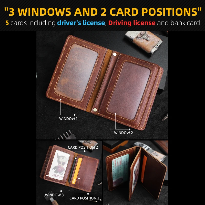 Genuine Leather cover for car documents Handmade Passport cover Credit Card Holder Case Driver License Holder Slots wallet