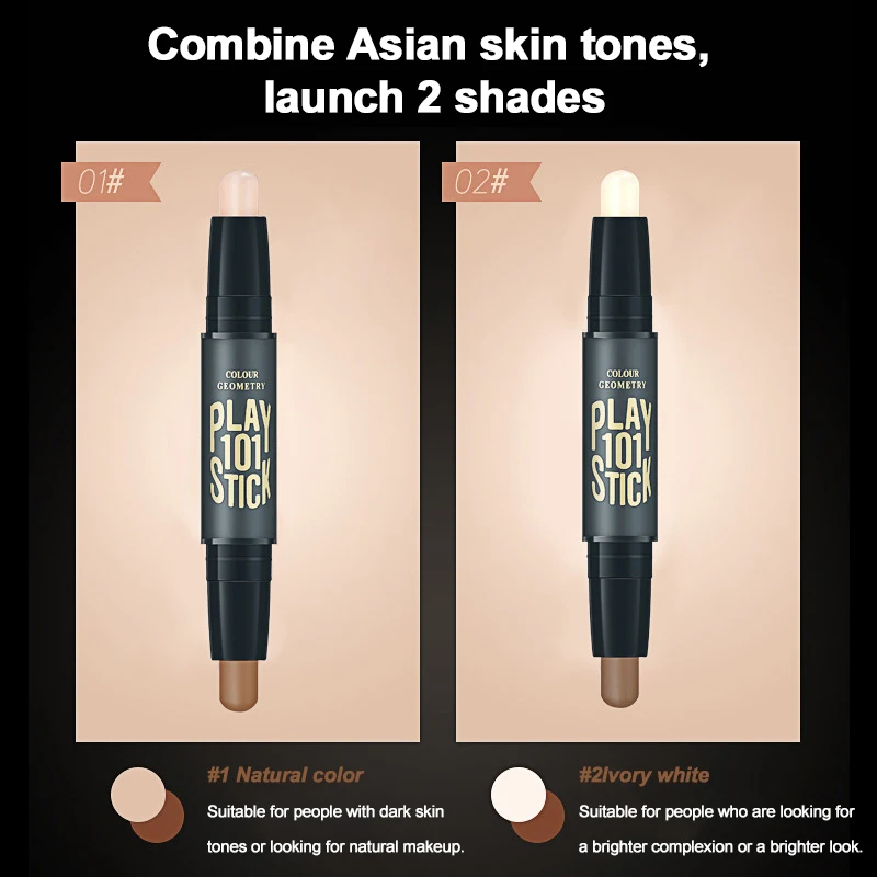 Podwójny makijaż głowy zakreślacz V korektor do twarzy konturowanie Bronzers zakreślacze pióro kosmetyczne 3D makijaż korektor Contour Stick