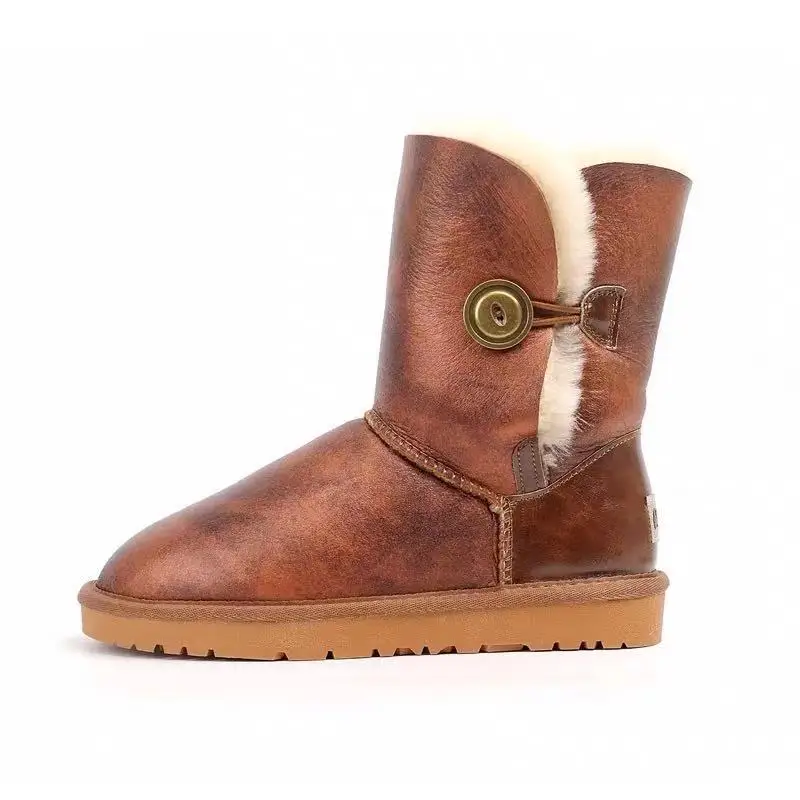 Botas de nieve de marca australiana para mujer, zapatos clásicos y a la moda, de piel de oveja auténtica, 2020 lana natural, 100%