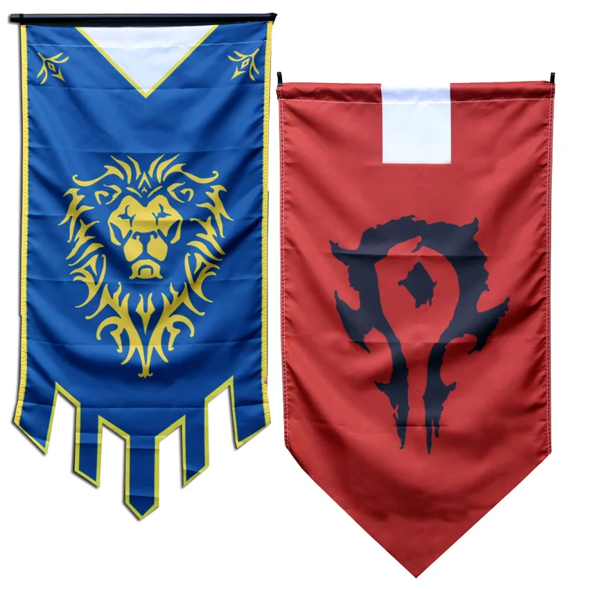 Horde Alliance-Bandera de Dacron para fiesta de Cosplay, 128x64cm