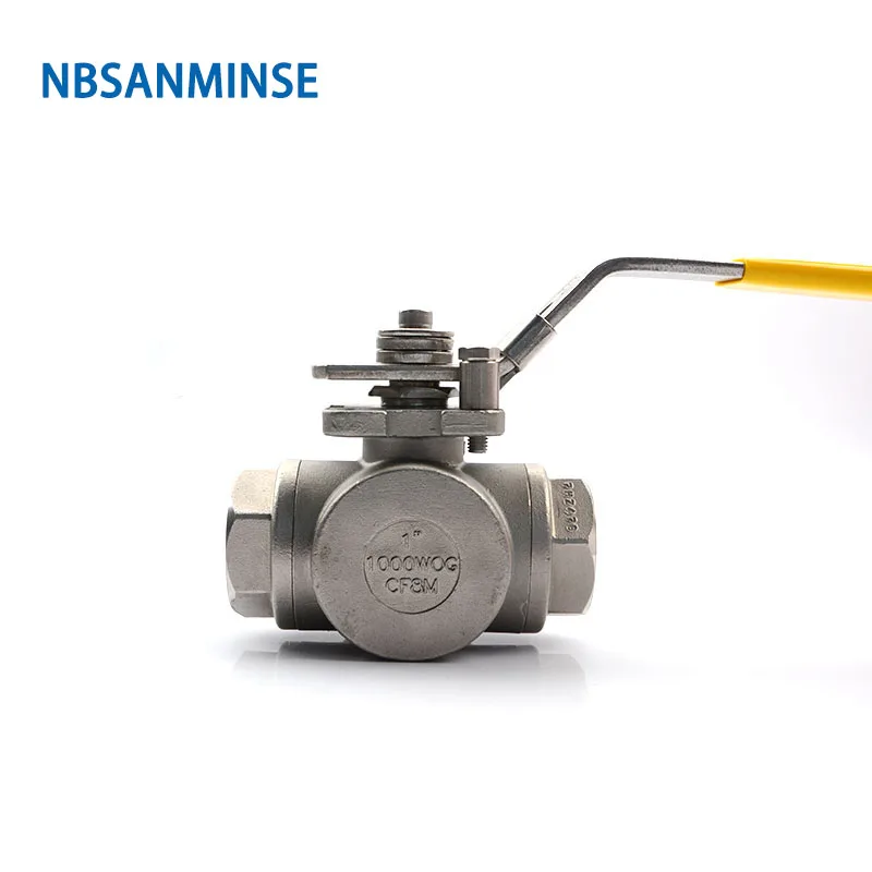 NBSANMINSE 3 Way Hydraulic High Pressure Ball Valve 1 inch 1000psi  WOG CF8M3K-1 Stainless steel SS316 oil and gas pipe line