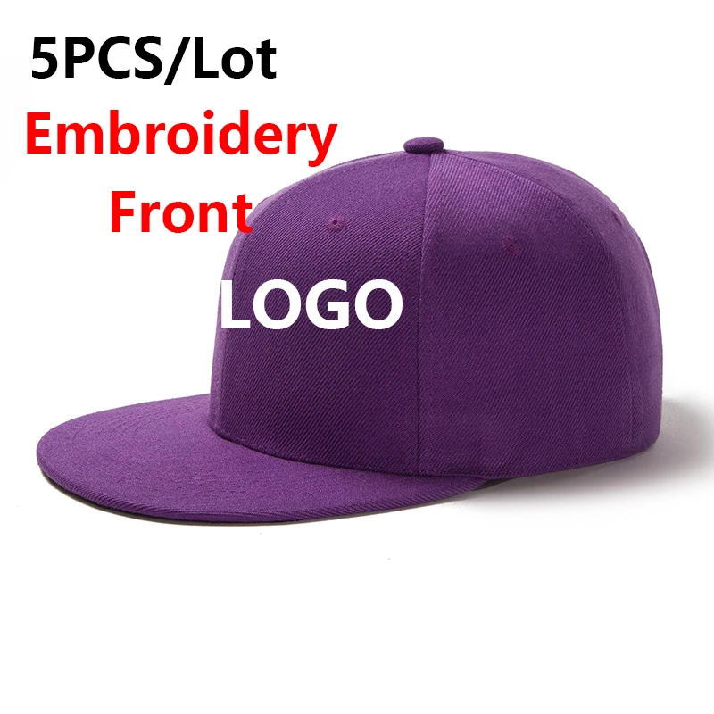 

5pcs/lot DIY Customized LOGO Baseball Caps Adjustable Men Women Hip Hop Snapback Hats Embroidery Logo Text Name Flat hat