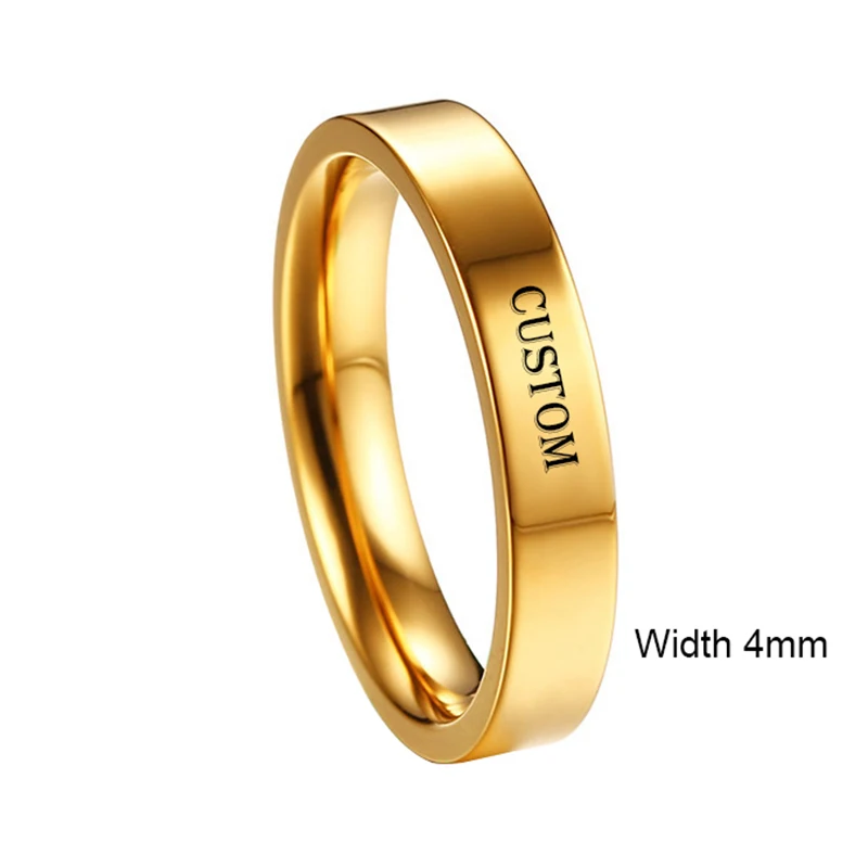 Customize Personalized Laser Engrave Ring for Women Stainless Steel Jewelry Necklace Men Latitude and Longitude Lovers Name Gift