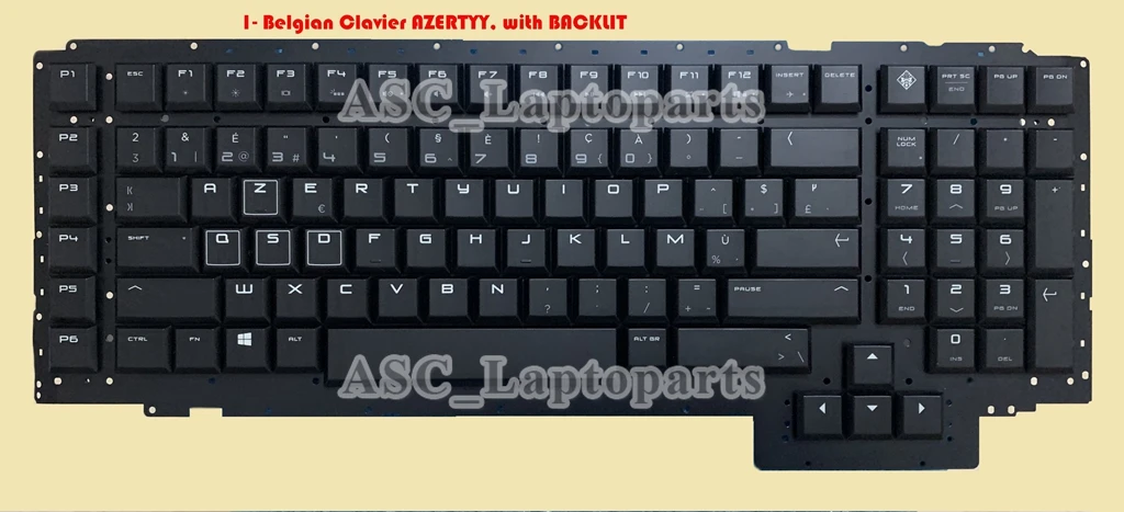 New Czech Slovak/ UK / Belgian Clavier / Hebrew / Japanese Keyboard for HP Omen X 17-ap 17-ap000 Black No Frame, with BACKLIT