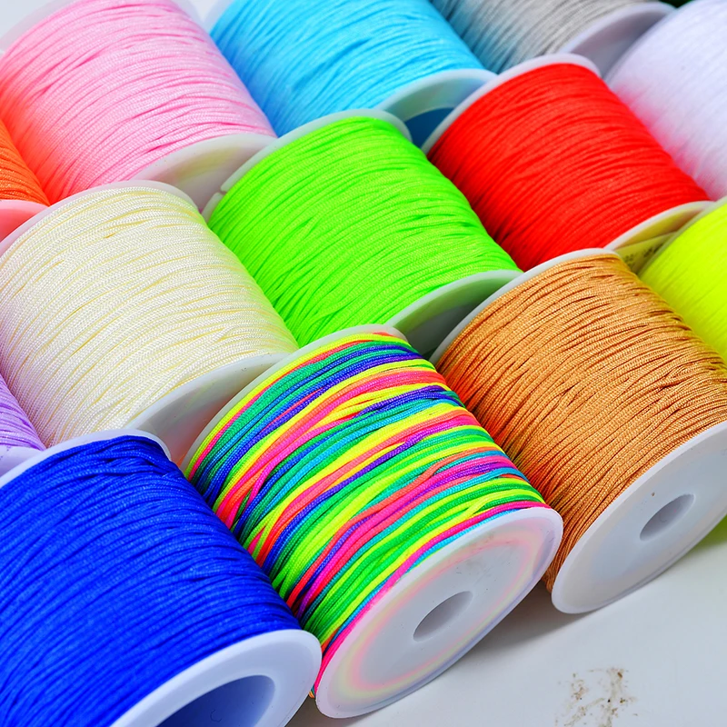 1roll 0.8mm Satin Rattail Cord Nylon Trim Cord Chinese Knot Macrame Beading kumihimo jewellery Bracelet Braided string for women