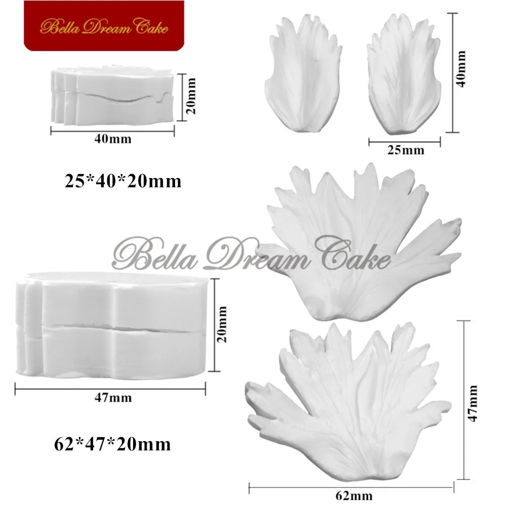 4pcs/set Anemone Flower Leaf Veiner Silicone Mold DIY Handmade Fondant Petal Gumpaste Clay Mould Cake Decorating Tools Bakeware