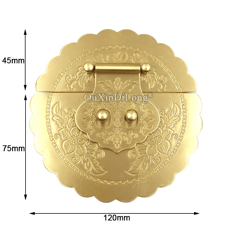 Retro 4PCS Antique Pure Brass Box Buckle Jewelry Chest Box Suitcase Buckle Clip Clasp Jewelry Gift Case Boxes Latch Clasp