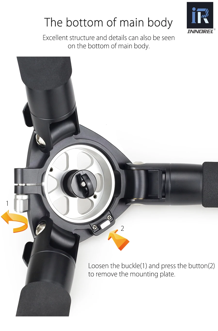 Treppiede INNOREL ST424C In Fibra Di Carbonio – Carico 42kg, Altezza 170cm, Monopiede 2 In 1, Adattatore 75mm