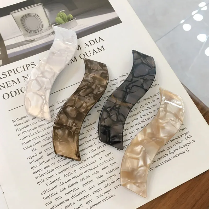 Sáng Tạo Sóng Hình Nhựa Hợp Kim Xuân Clip Top Kẹp Nữ Hình Học Acetate Tóc Đuôi Ngựa Barrettes Cho Phụ Kiện Tóc