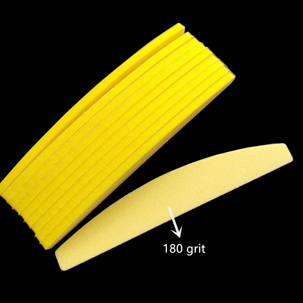 1 قطعة قاعدة معدنية مع 200 قطعة من وسادات استبدال الألوان المختلطة، مبرد إسفنجي للأظافر على شكل نصف قمر، مبرد أظافر قابل للإزالة #3