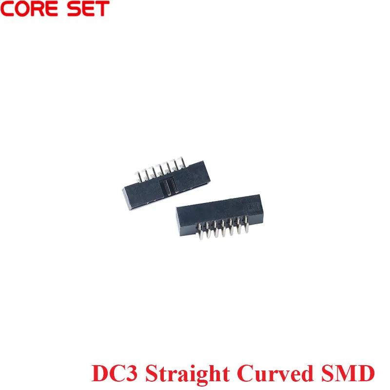 10Pcs DC3 Connector 6/8/10/12/14/16/20/24/26/30/34/40/50P Pins Straight Curved SMD 2.0mm Pitch 2*n Pin Simple Socket IDC Connect