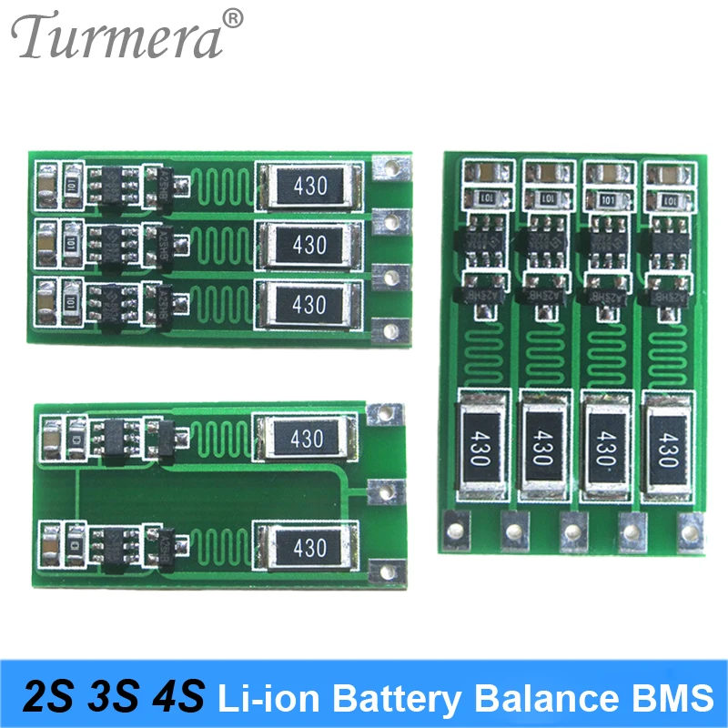 Turmera 2S 3S 4S Lithium Battery Charger Balance Circuit Board 100mA 300mA 3.6-4.2V Battery BMS Charging Balance for Screwdriver