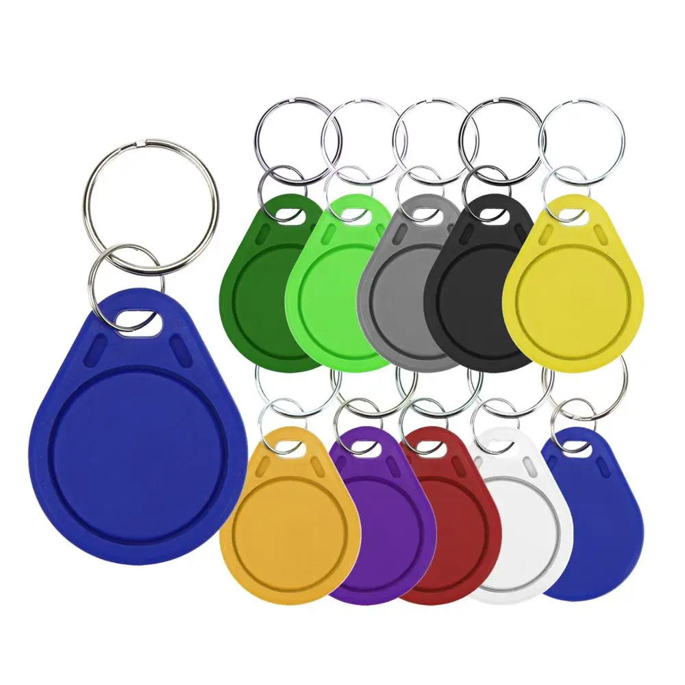 100pcs UID RFID Tag Changeable 1k 13.56mHz IC S50 Block 0 Sector Writable Smart Ring Key Fob Alien Chip Keytags Band keyfob