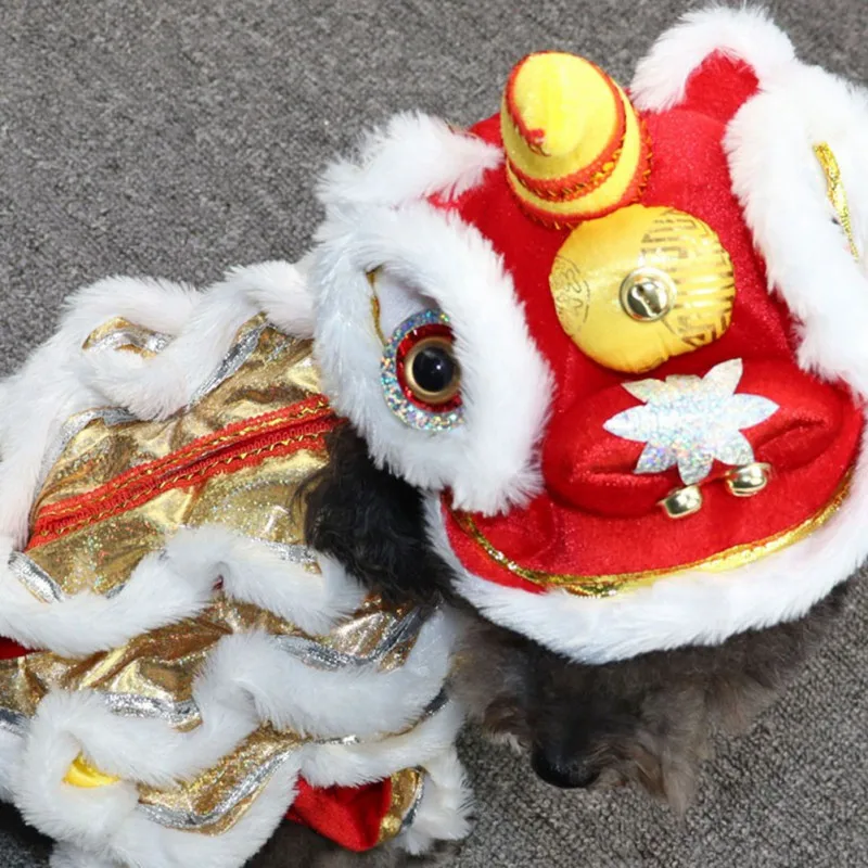 Pet Cat Clothes Funny Dragon Dance Design Costumes Winter Warm Cotton Cat Coat Small Cat Kitten Hoodie Puppy Dog Clothes