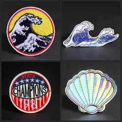 Cartoon round wave embroidery patches colorful fluorescent shell Down jacket scarf sweater Decoration ironing Badge logo