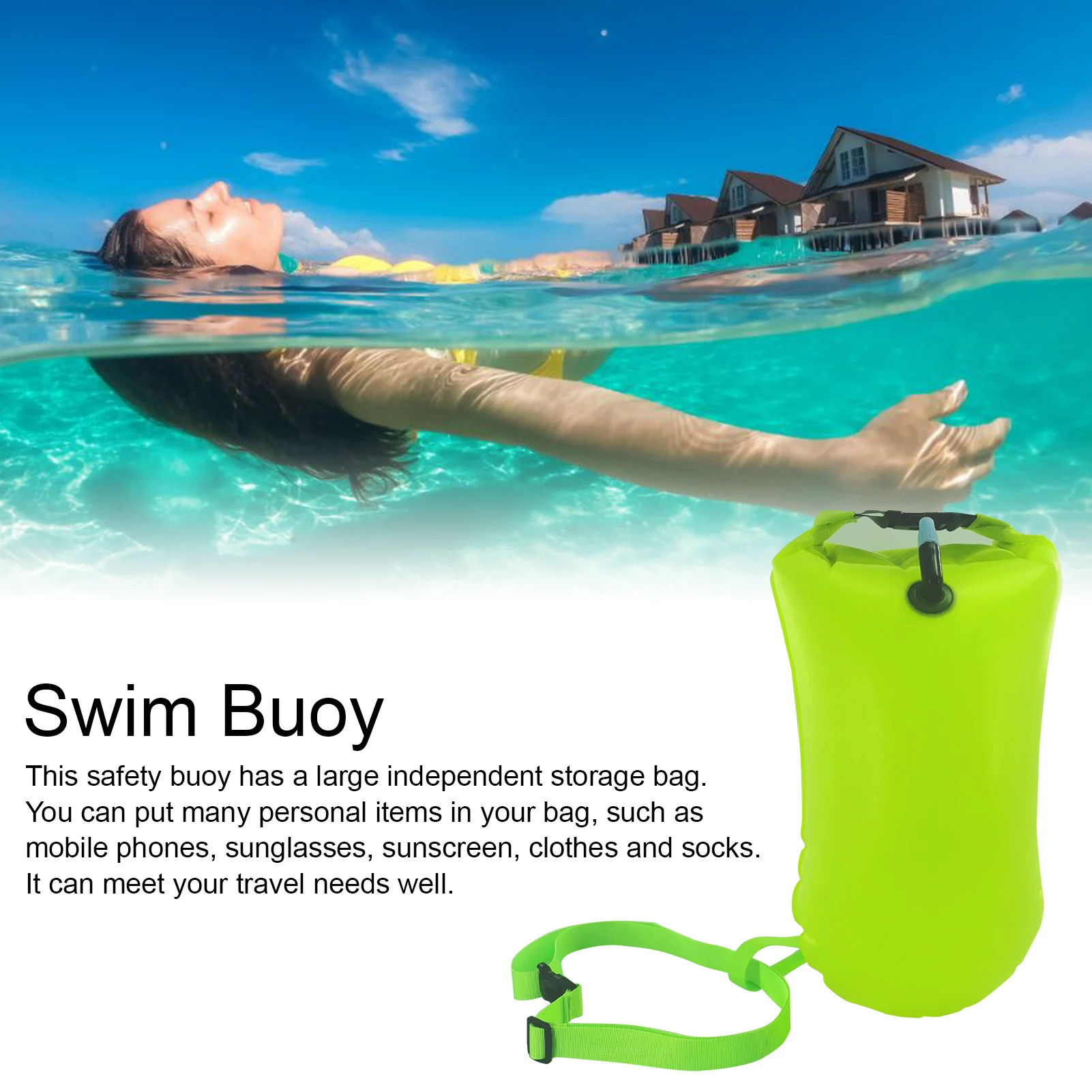 Outdoor Protective Swimming Bag Inflatable Swimming Buoy Life Bag Tow Floating Dry Bag Swimming Diving Safety Signal Air Bag