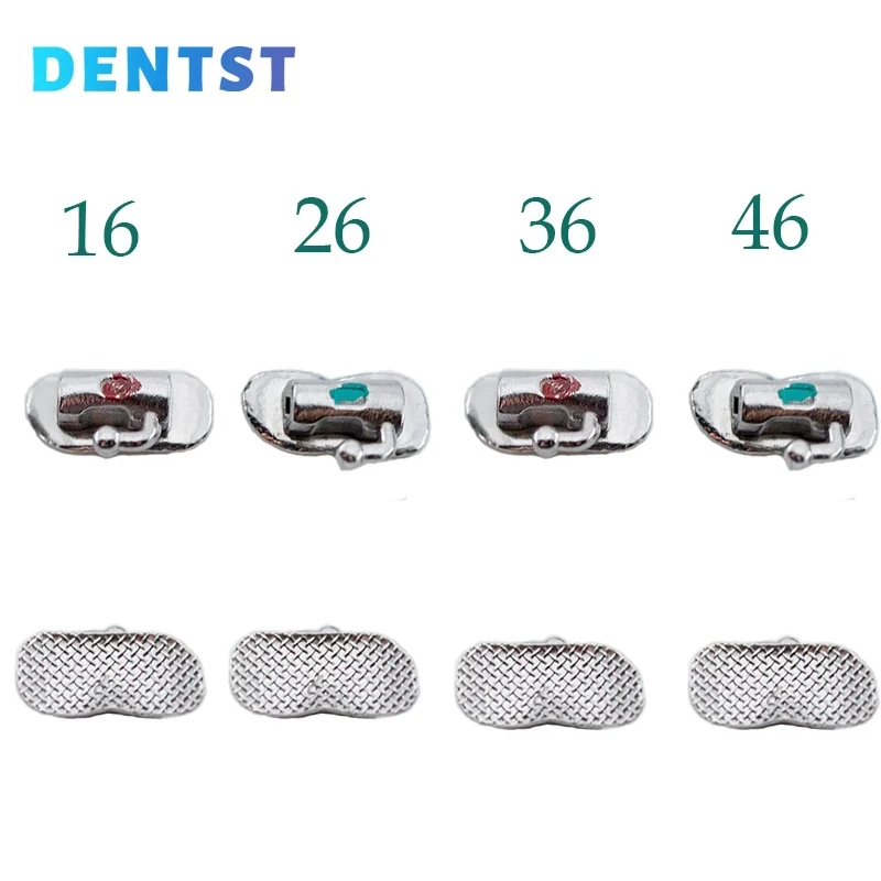 Dentst Dental Orthodontics1st 2nd Molar Bonding Buccal Tube Bondable Non-Convertible Single Tube Roth MBT Mesh Base 3G 20sets/80