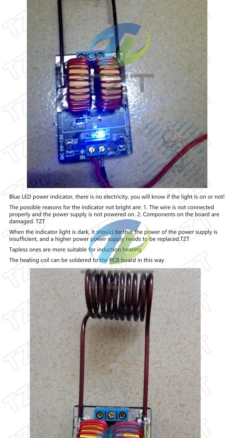 TZT DC 5-12V Mini ZVS Niederspannungs-Induktionsheizungs-Netzteilmodul Induktionsheizungsplatine für Induktionsheizung mit Spule – Detail 3