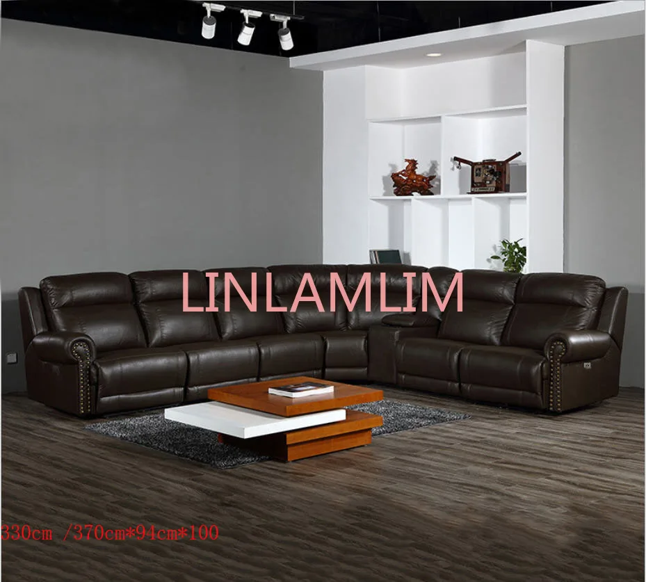 

living room Sofa set диван мебель кровать muebles de sala L shape recliner real genuine leather sofa cama puff asiento sala fut