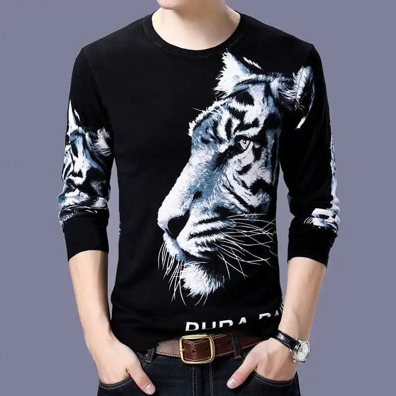 Camiseta de manga larga para hombre, ropa con estampado 3D de personalidad, estilo de tendencia, ropa para jóvenes y de mediana edad, M-4XL, nueva