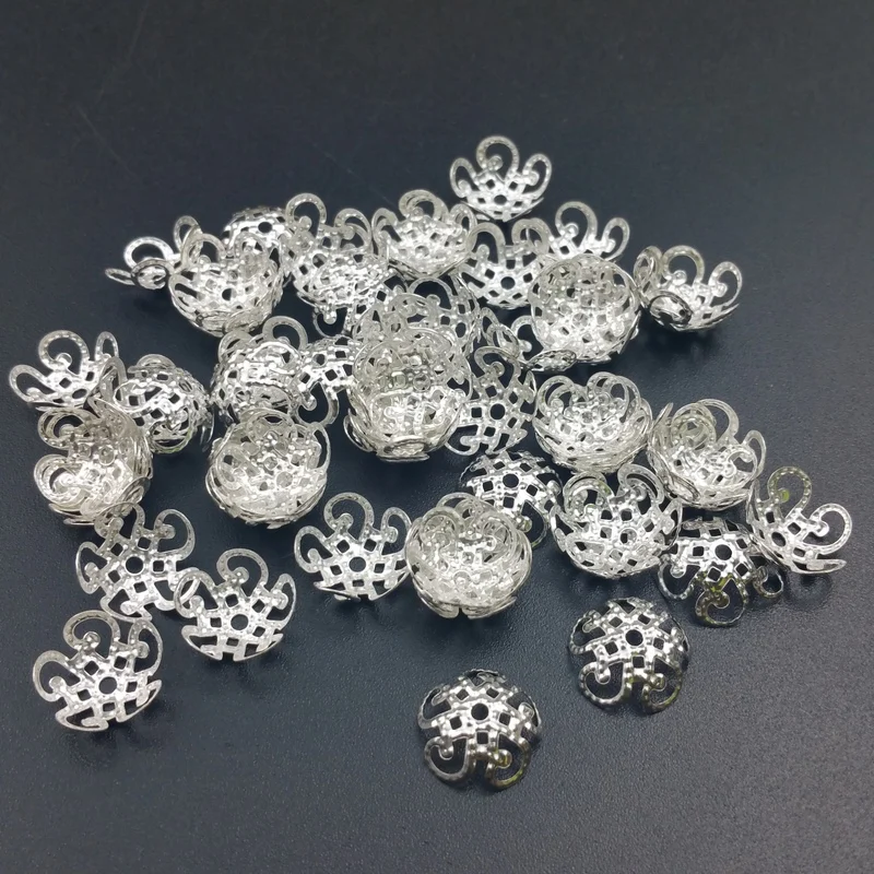 100pcs/Lot 10mm  Flower Metal Loose Spacer Bead Caps Cone End Beads Cap Filigree For DIY Jewelry Finding Making