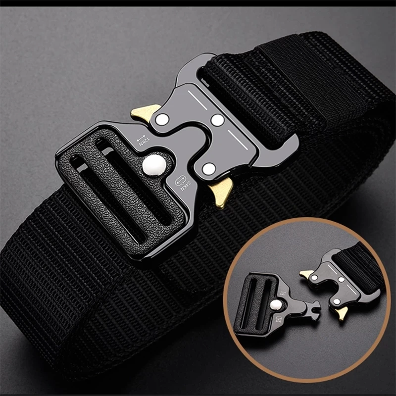 Men's belt outdoor hunting metal tactical belt multifunctional alloy buckle high quality nautical canvas unisex sports luxury