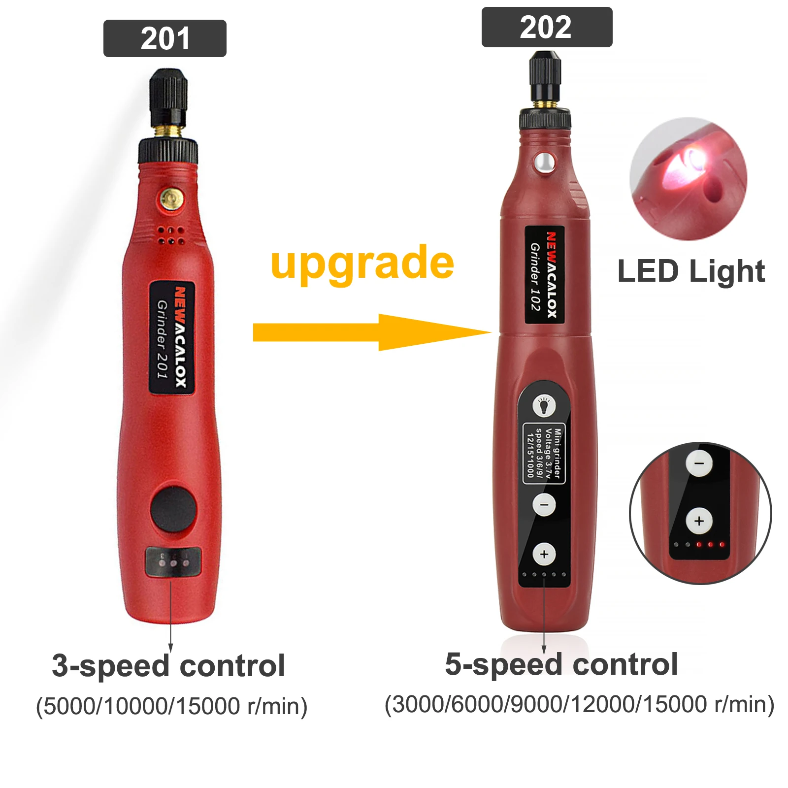 NEWACALOX DIY Mini Rotary Tool USB DC 5V 10W Variable Speed Wireless Electric Grinder Set Wood Carving Pen for Milling Engraving