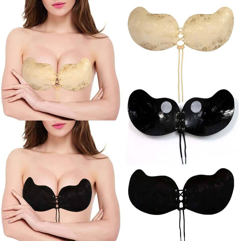 

Mujeres Silicona Encaje Levantamiento de Senos Push-up Bra invisible Sujetador Adhesivo