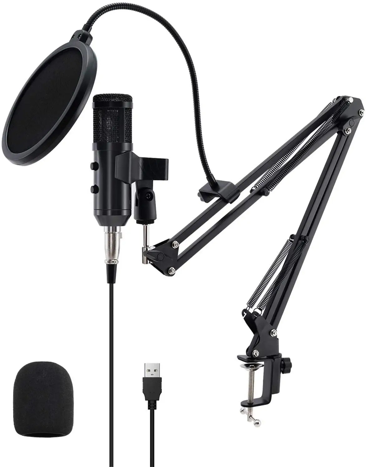 Lensoul USB Condenser Microphone Plug&Play USB Microphone Kit Podcast Microphone, USB Computer Studio Cardioid Condenser Mic Kit