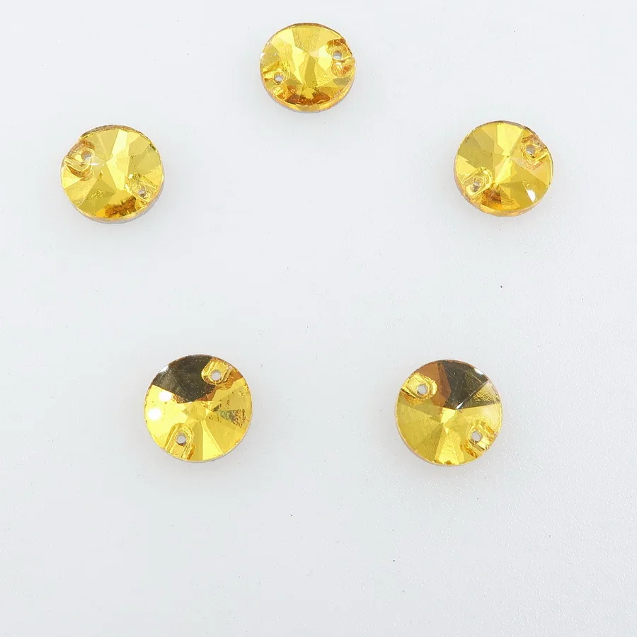 Rivoli runde Glas-Kristall-Flachsteine mit 2 Löchern, 6 Größen, zum Aufnähen, Strass-Perlen, Kristalle für Hochzeitskleider, Schuhe, Taschen, DIY – Detail 8